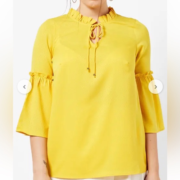 Junarose Yellow Ruffle Sleeve Blouse - Picture 1 of 5